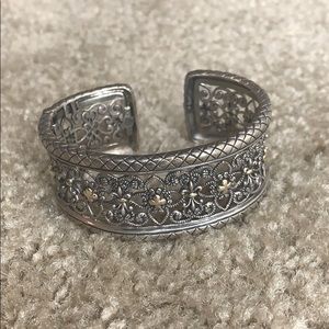 Sterling Silver and 18K Yellow Gold Filigree Cuff